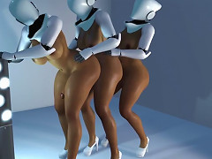 Three Shemale Robots Anal Train Fucking Haydee Porn Parody